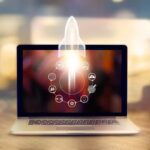 Image of a computer with a rocket icon used on Central Valley TechCare homepage