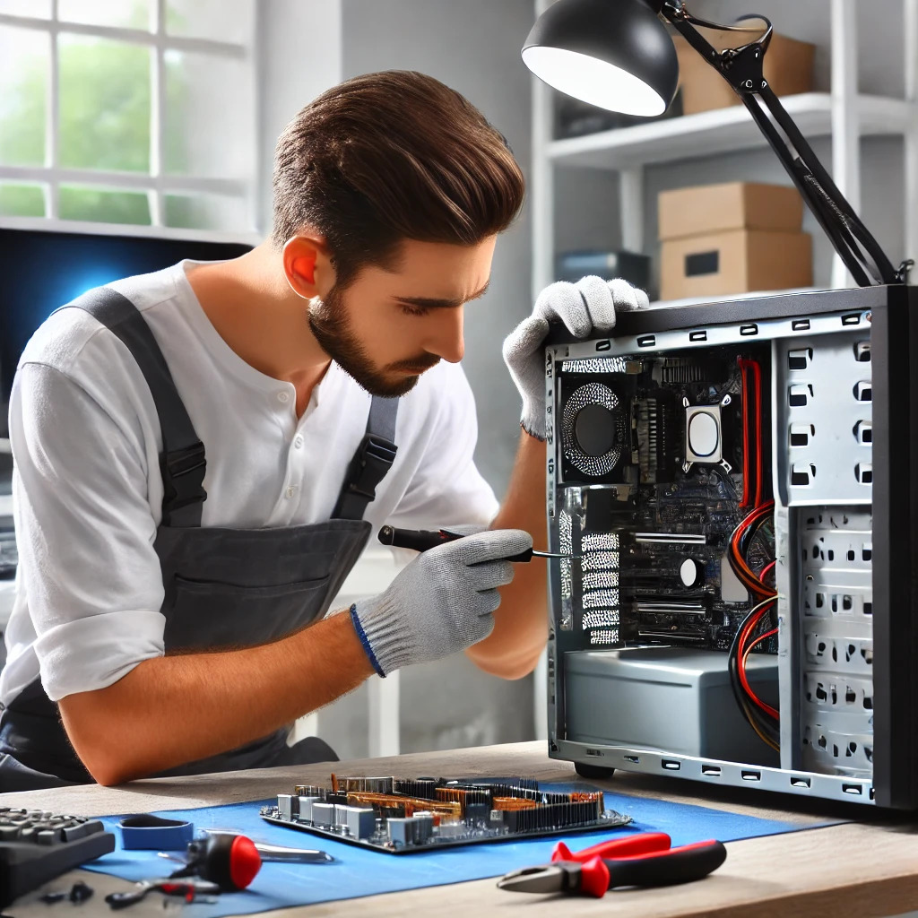 Computer repair service in Fresno being carried out by a technician at Central Valley TechCare