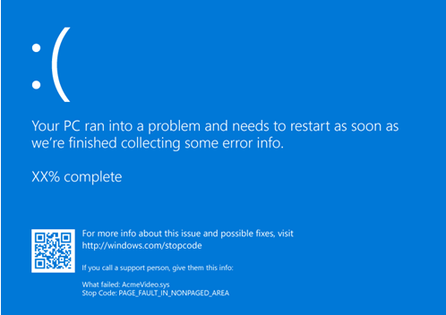Windows operating system blue-screen-of-death