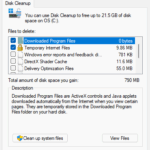 Disk cleanup showing on a windows pc